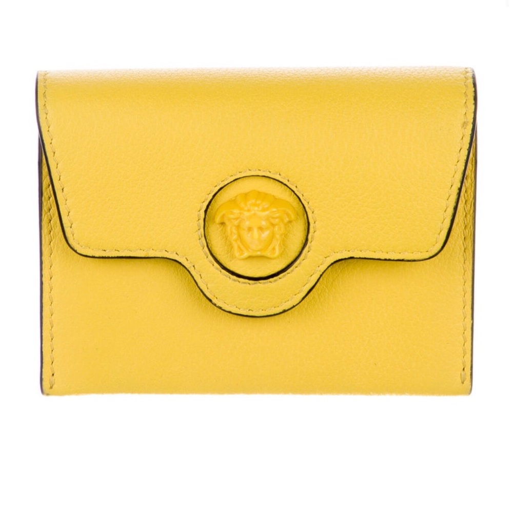 Versace Yellow Wallet with Metallic Emblem